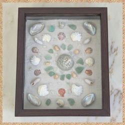 Seashell art shadowbox home decor