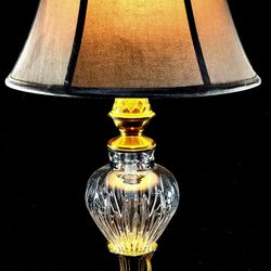 Set of 2 Waterford Carina Fine Cut Crystal And Brass Large Size Lamps - MINT!!!