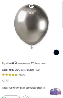 Shiny Silver Balloons – 50 pack, 5” (Gemar) – $4