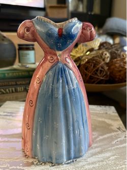 Seymour Mann Carnaby Collection Blue Purple Lady Gown Ceramic Vase 8 in
