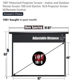 100" Motorized Electric Projector Screen 16:9