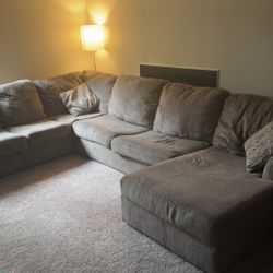 3 Piece Grey Fabric Sectional
