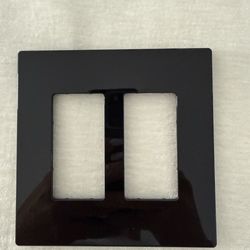 Tapa de interruptor doble sin tornillo. Negro brillo
