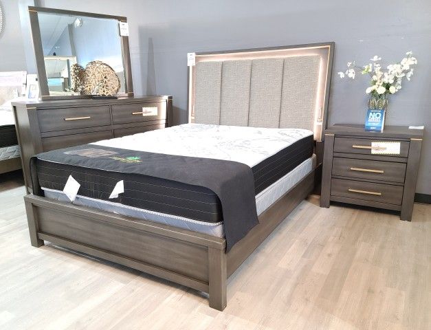 $26 Down Financing!! LED QUEEN BEDFRAME AND DRESSER!!!