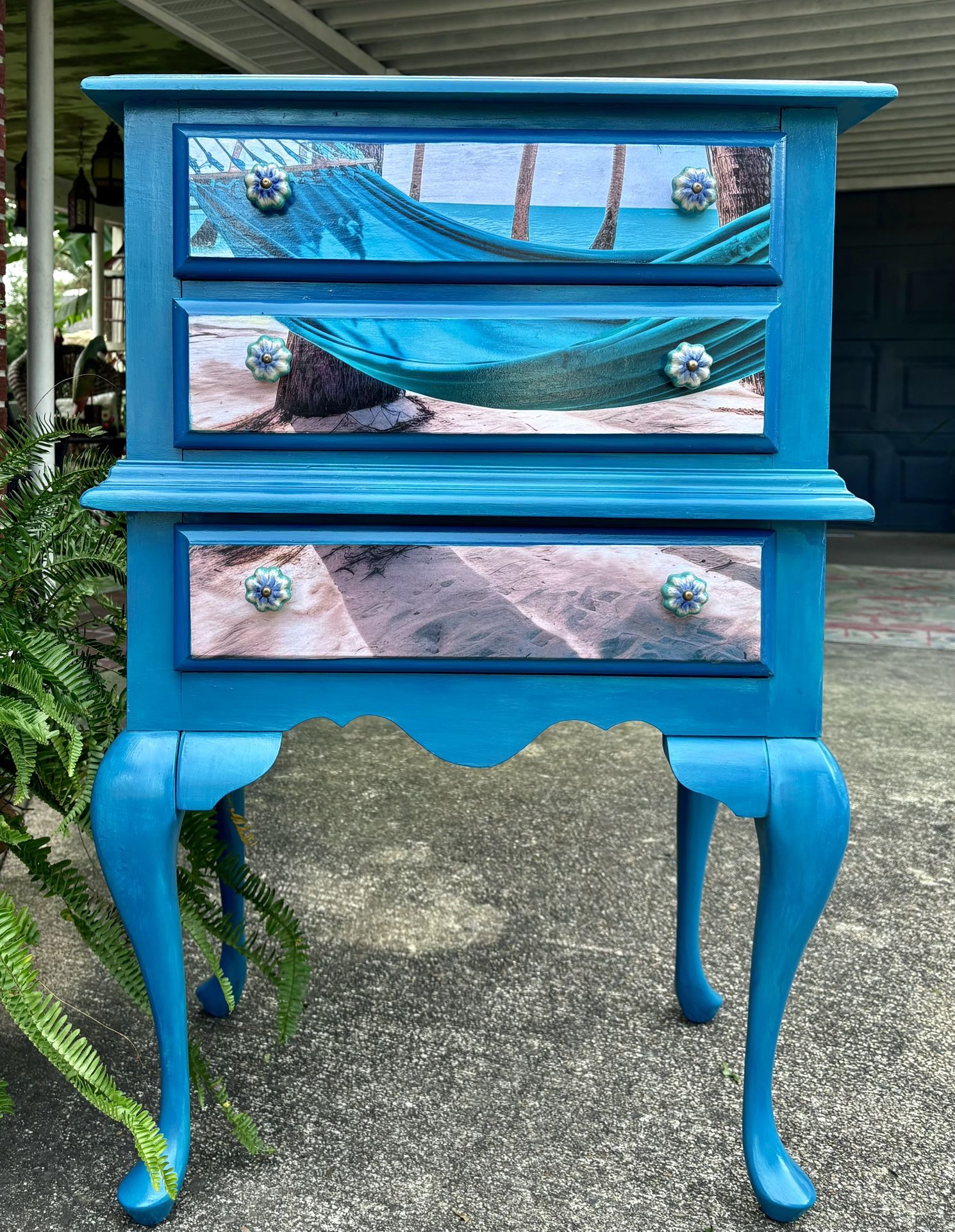 Tropical Island Inspired Vintage Accent Cabinet 