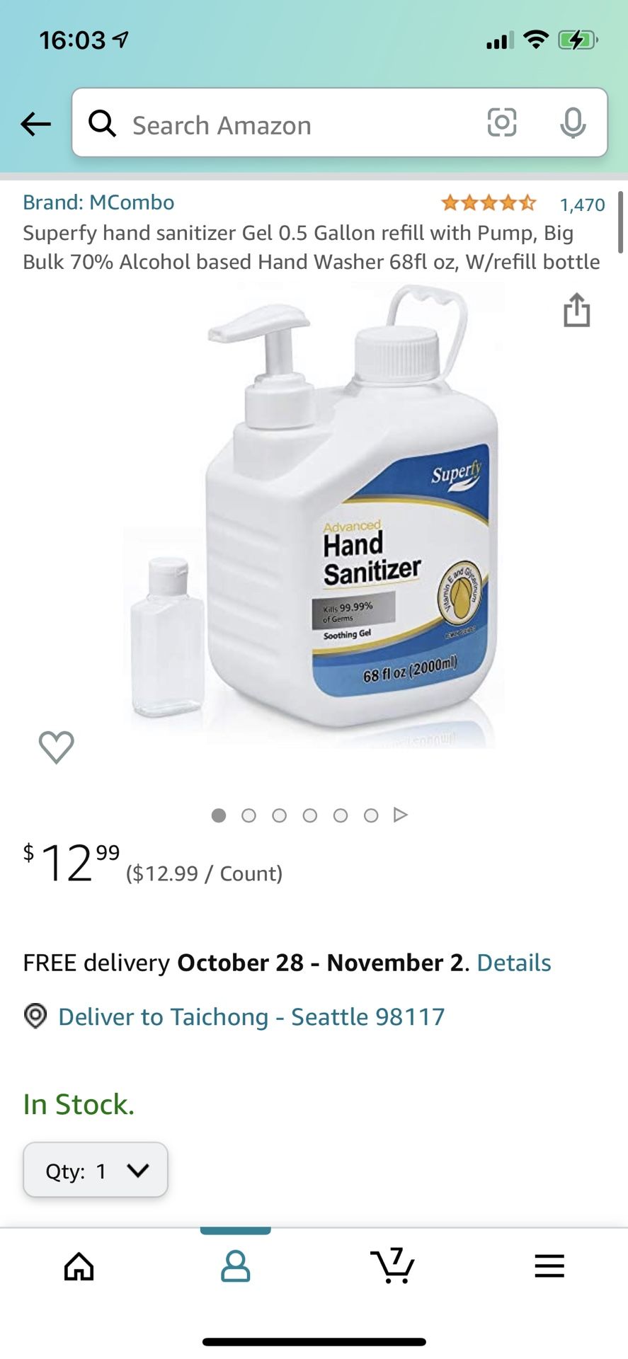 Brand: MCombo 4.6 out of 5 stars  1,470 Reviews Superfy hand sanitizer Gel 0.5 Gallon refill with Pump, Big Bulk 70% Alcohol based Hand Washer 68fl oz