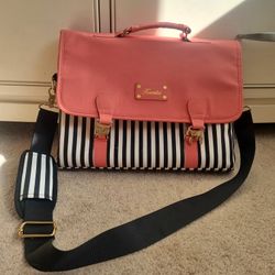Kamlui pink and striped laptop bag 