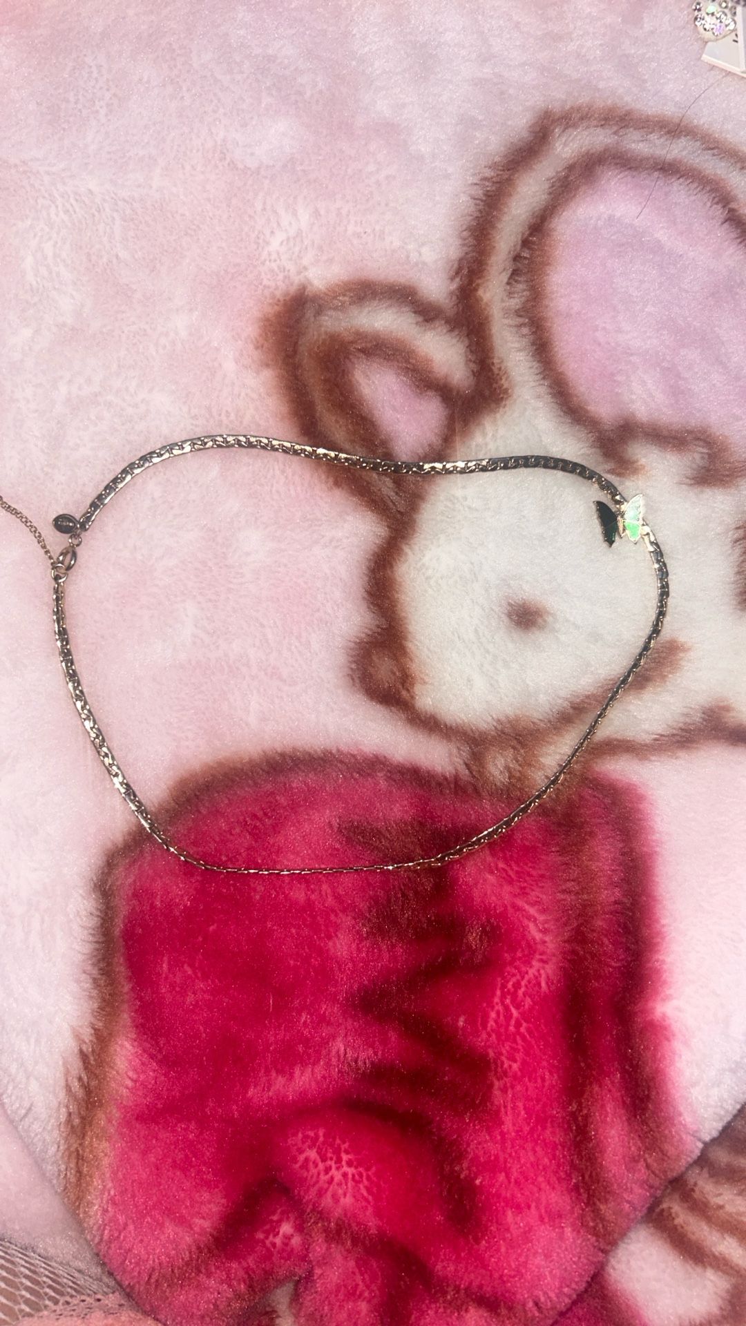 Gold Plated Necklace With Green Butterfly