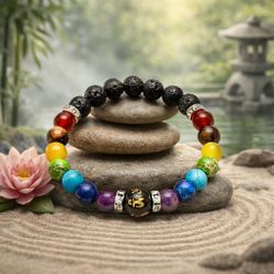 Unisex Colorful Beaded Chakra Meditation Bracelet Mandala Yoga Anxiety Jewelry
