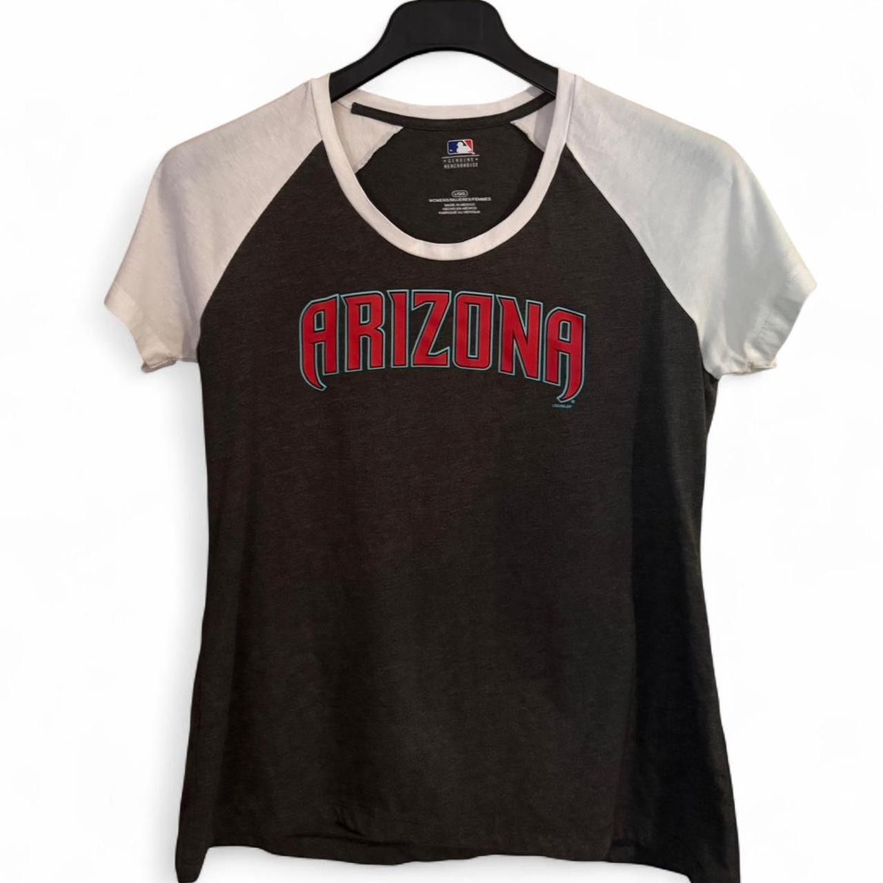 MLB OFFICIAL Gray & White Arizona Diamondbacks Scoop Neck T-Shirt Sz L Baseball