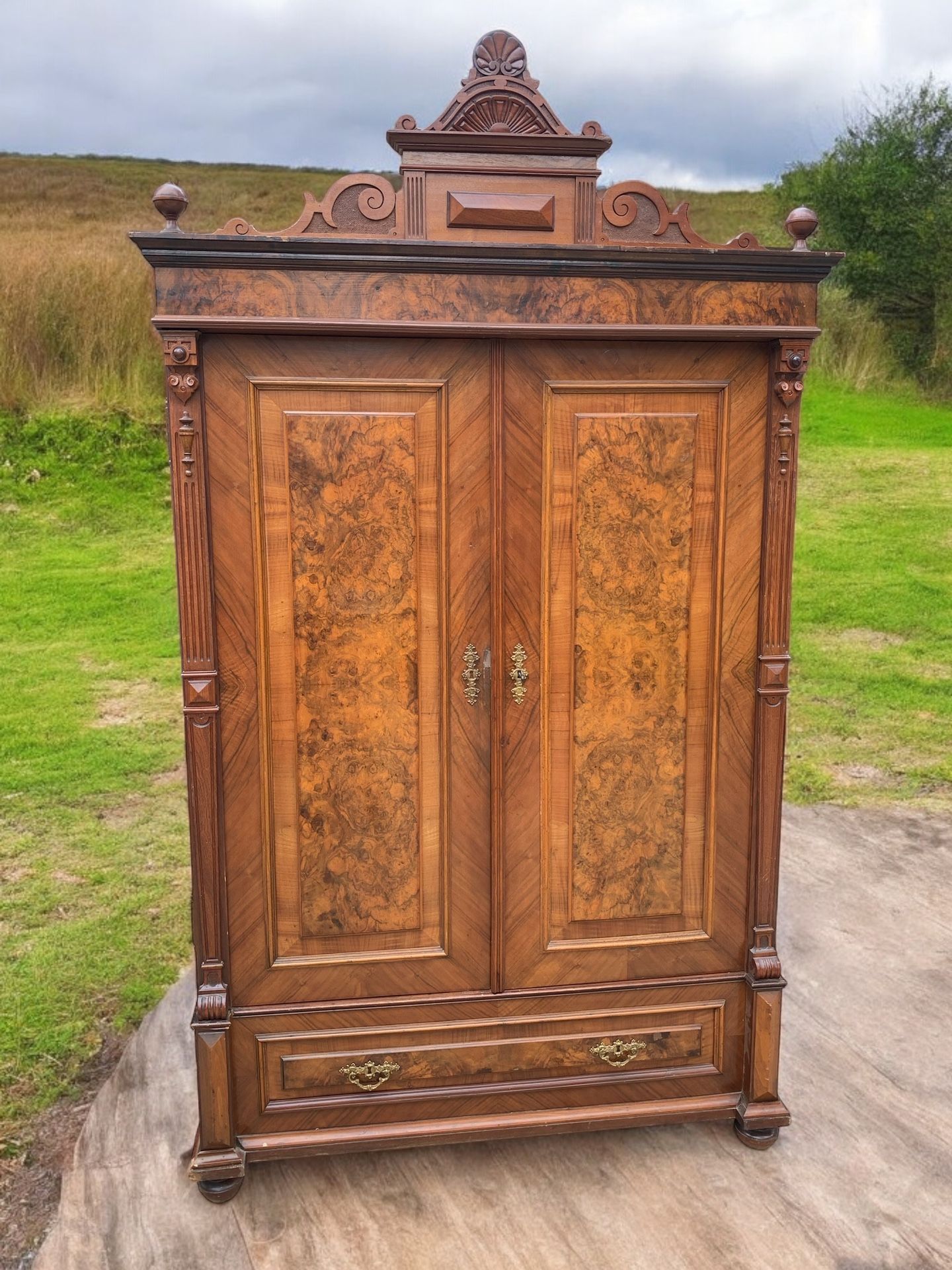 Huge Victorian Antique Armoire Wardrobe Closet Solid Wood 53x22x93