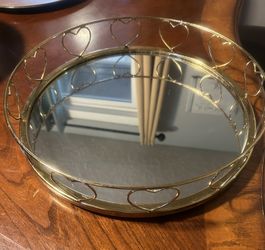 Gold Heart Mirror Tray. Read Description 
