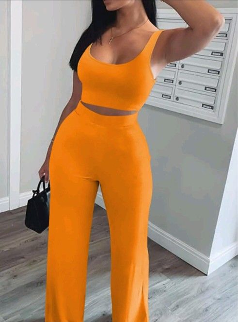 New Crop Top Pant Set