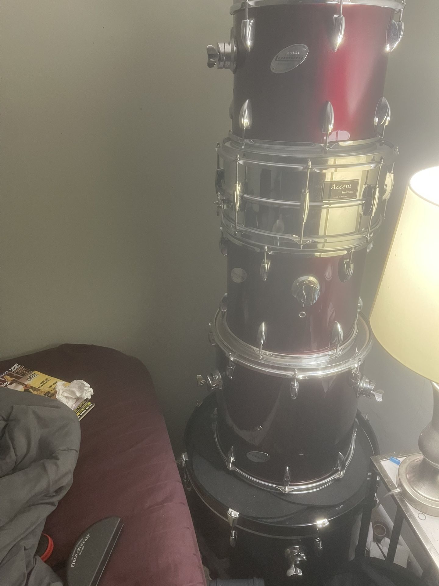 Ludwig Drum Set  With Sabian Cymbals And Stands.