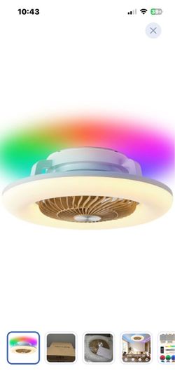 “New” Bladeless 22”LED Ceiling Fan(w/remote) Light with RGB Color