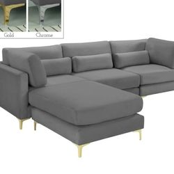 Julia Velvet / Metal Grey Modular Sectional (4 Boxes)

