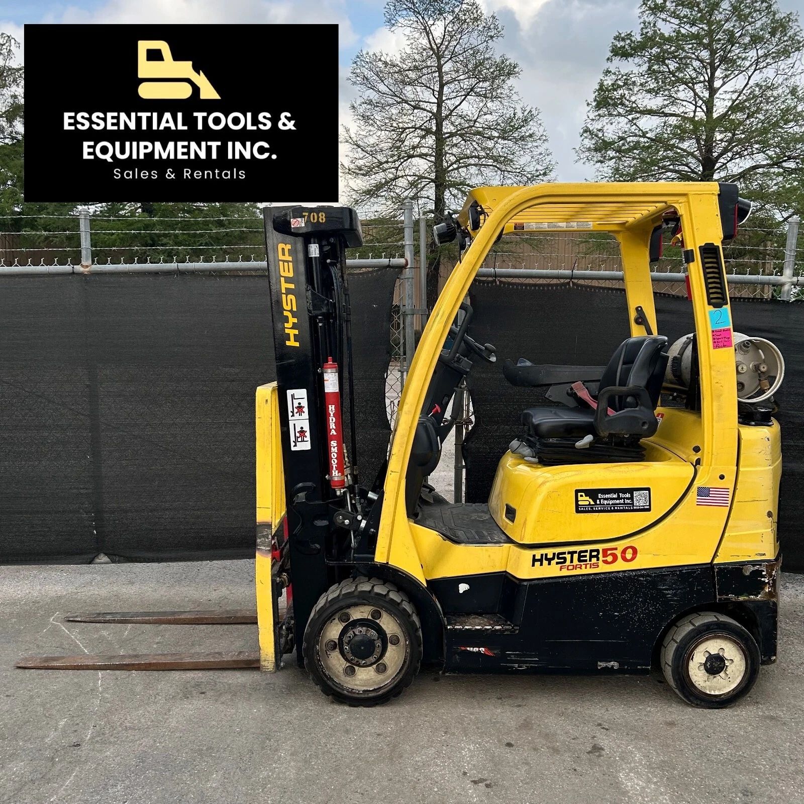 2019 Hyster S50FT 3-Stage Mast LPG Propane 5,000lb Forklift Cushion- 13,281hrs