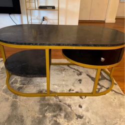 Beautiful Brand New Black Marble Coffer Table  