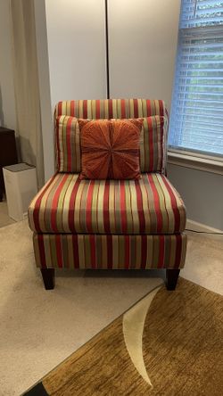 Striped Accent Chair with Decorative Pillow