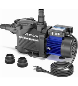 AQUASTRONG 1 HP Above Ground Pool Pump, Single Speed, 1.25"&1.5''adapter, 115V