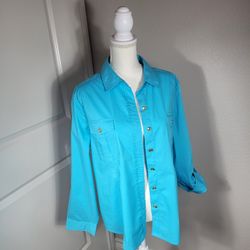 Chico's Women's Long Sleeve Button Down Shirts With Pearl Snaps Front Size 3