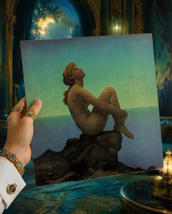STARS Original Vintage PRINT ON BOARD Maxfield Parrish Art Deco Nouveau Artist Antique Collectible Poster Neo Classical Allegory Allegorical HILLCREST