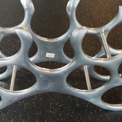 Two Kindwer 9 Bottle Polished Aluminum Wine Rack, Solver