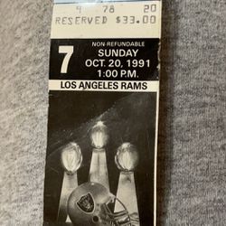 Los Angles Ram Ticket 1991