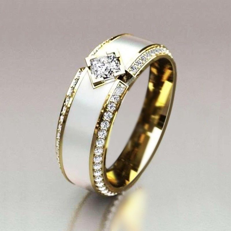 "Luxury Gems Macro Pave Eternity Princess Cut Zircon Ring for Women, PD405
 
 