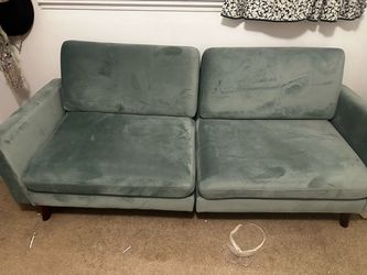 Teal Velvet Two-Seat Sofa
