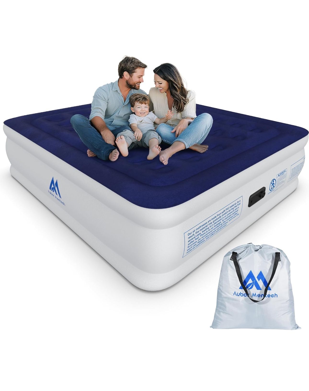 Air Mattress Queen with Built in Pump, 18'' Luxury Comfort Raised Inflatable Mattress, Upgraded 3Min Fast Blow Up Mattress with Dual Air Chamber, Dura