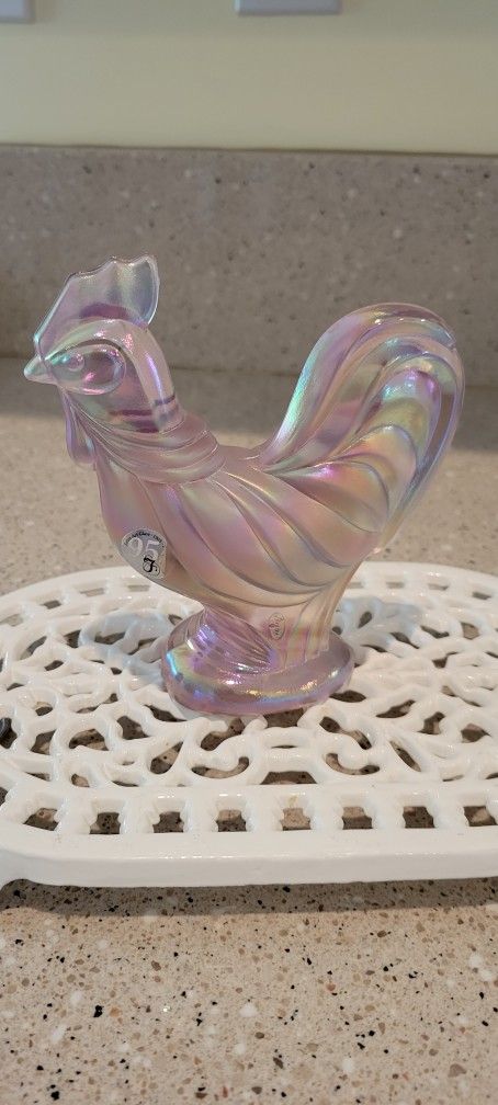 Fenton Art Glass Iridescent Rooster