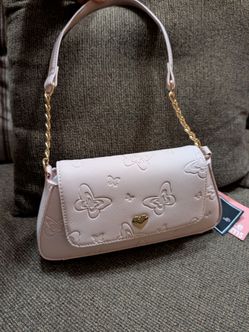 Pink Butterfly Embossed Mini Shoulder Bag