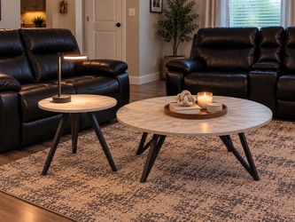 Living Room Center Table Coffee Table & Side Table Set 2 Piece