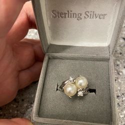 Sterling Silver and Cultured Pearl Ring