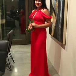 Red BCBG Max Azria dress prom maxi women gown vestido rojo