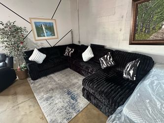 🖤 NEW Oversized Black Corduroy Sectional🖤💲 ONLY $1,750