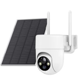Solar Camera Outdoor Wireless, 2K Color Night Vision, Security Cameras Wireless Outdoor with 360°View, 4X Zoom, Battery Powered, 2.4GHz WiFi Solar Cam