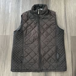 great northwest indigo Black Quilted Full Zip Stand Collar Men's Puffer Vest M