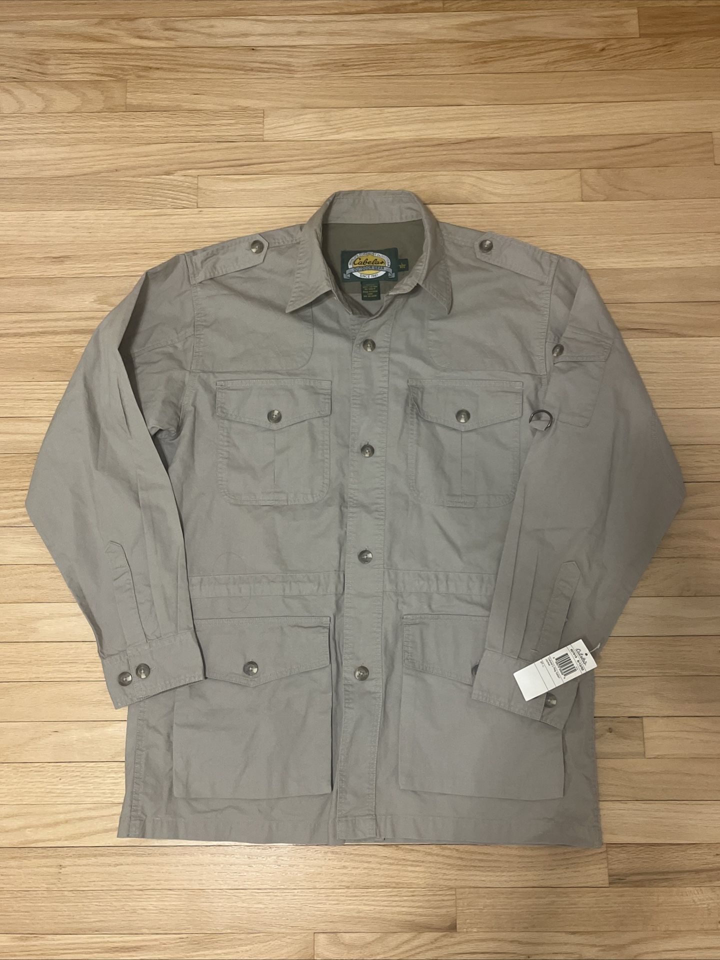 NWT Vintage Cabelas Safari Jacket Men Large Field Shooting Hunting Cargo Coat