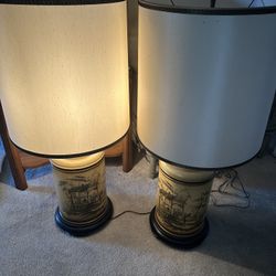 Vintage Mid Century Paul Hanson Chinoiserie Tea Canister Lamps 