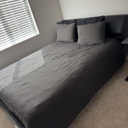 Expresso Brown      Queen Size Bed  with Headboard Storage and Mattress