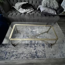 White, grey and blue rug