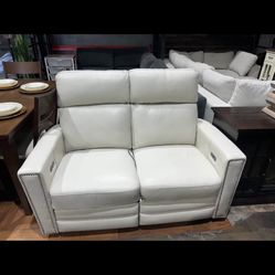 Altera Power Leather Loveseat Electric Recliner 