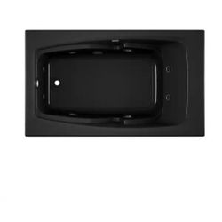 CETRA 60 in. x 36 in. Rectangular Whirlpool Bathtub with Left Drain in Black
