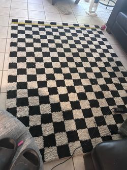 Black and White Checkered Area Rug