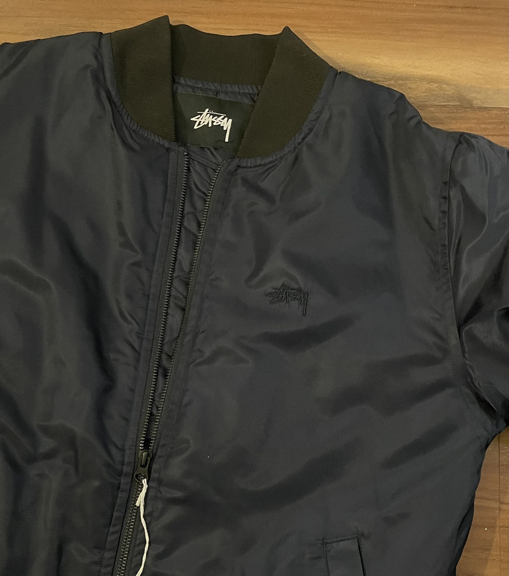 Stüssy Y2K Men's Aviation Bomber Navy Loose Med Jacket