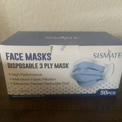 Sismate Blue 3-Ply Disposable Face Mask