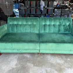 Green Velvet Sofa Couch Bed / sleeper