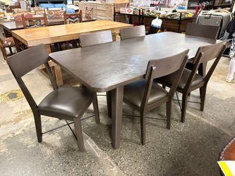 BAYSIDE FURNISHINGS Metro Ash Brown 7-Piece Wooden Dining Set